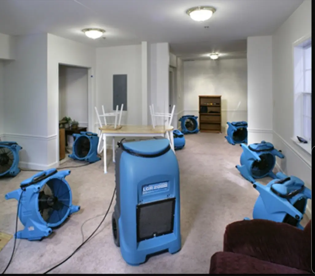 Air movers and dehumidifier setup for Water Extraction & Removal in Seguin